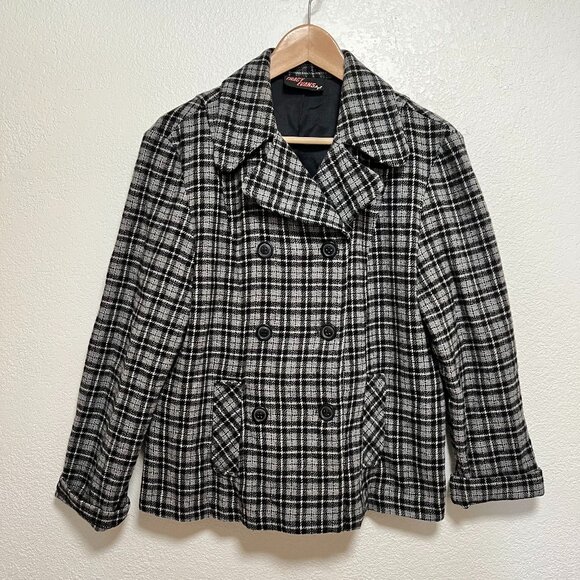 Tracy Evans NYC Dark Academia Plaid Blazer Women L - Picture 1 of 6
